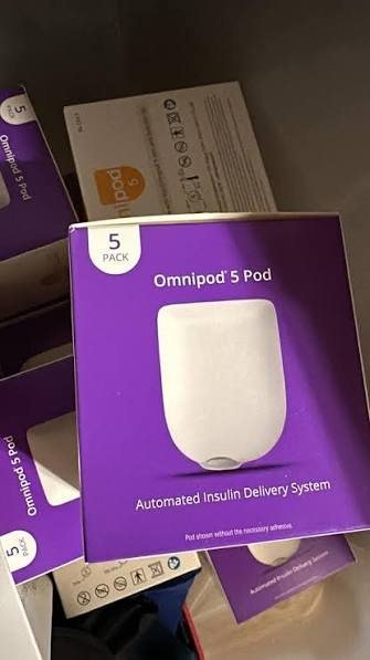 Sealed Omnipod 5 Pod five-pack boxes